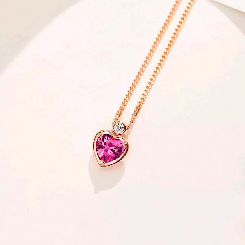 Stunning Red Corundum Heart Necklace - Elegant Statement Piece