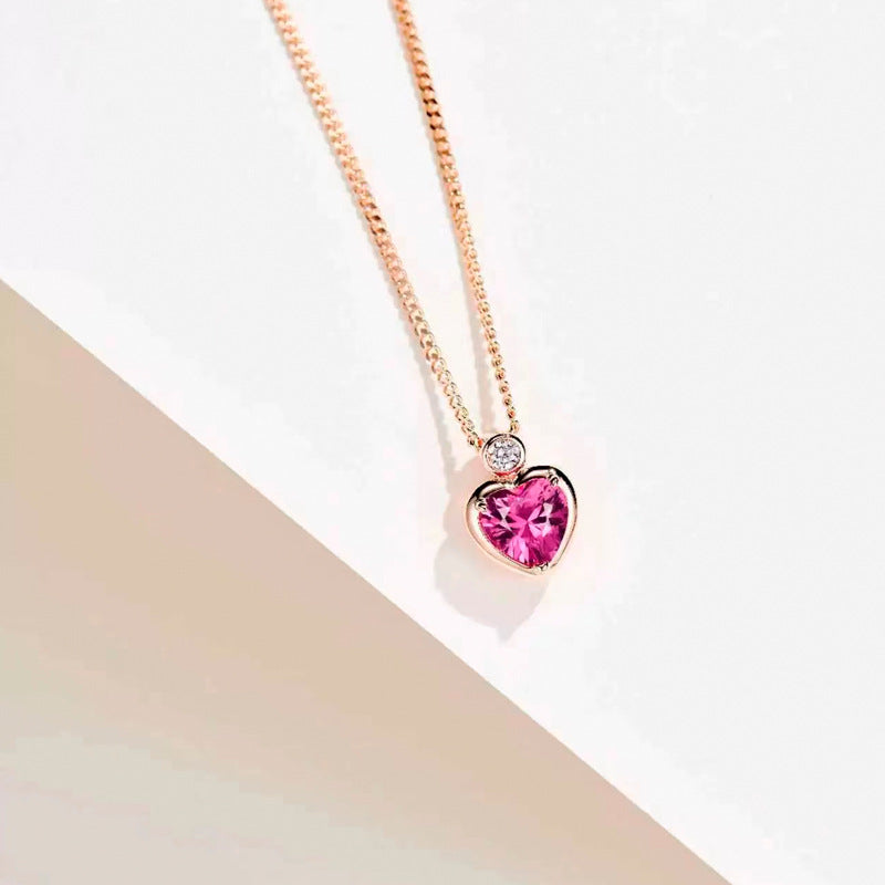 Stunning Red Corundum Heart Necklace - Elegant Statement Piece